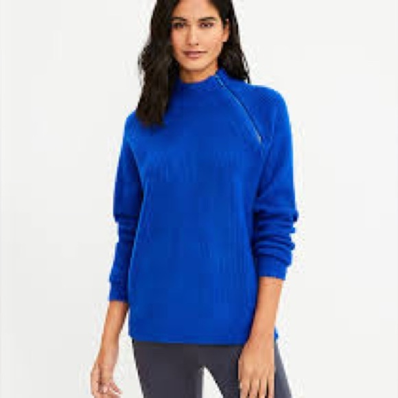 Lou & Grey Vibrant zip detail Blue Turtleneck Sweater wool blend small - Picture 1 of 6